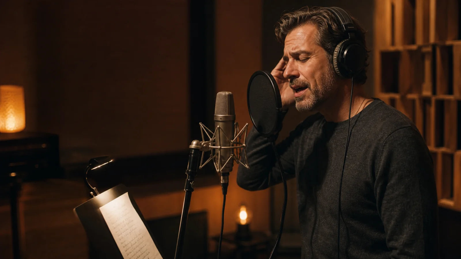 Echter Sänger nimmt ein persönliches Lied im Studio auf